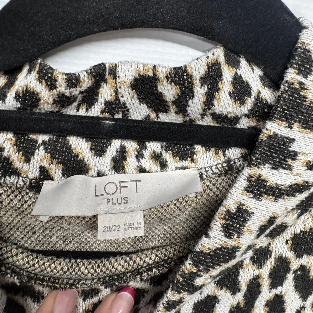LOFT Plus Animal Print Mock Neck Knit Pullover Sweater Womens‎ 20/22 Classic